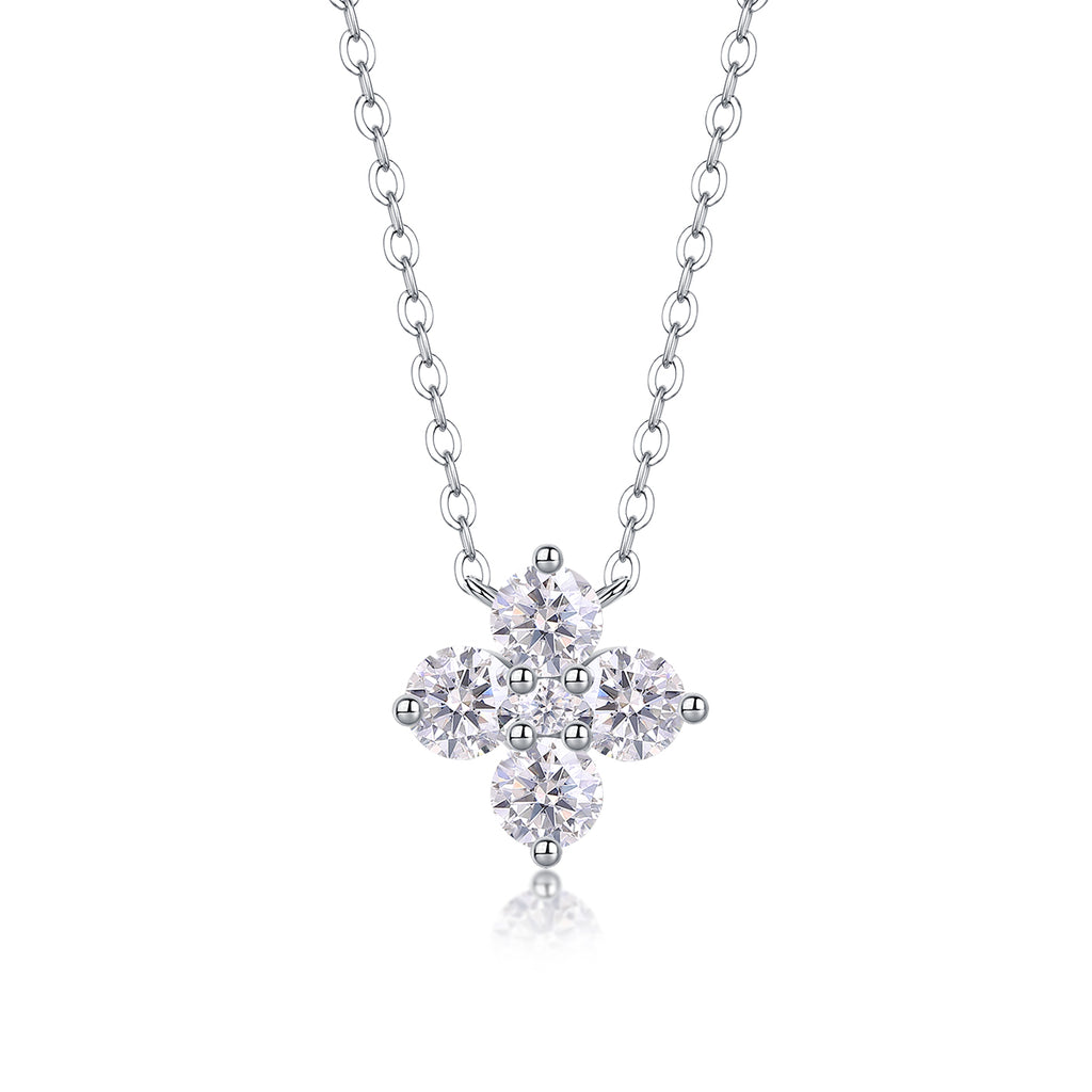 Four leaf Clover - Moissanite Pendant Necklace | Round Brilliant Cut S925 Sterling Silver