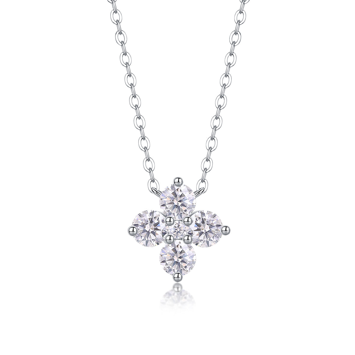Four leaf Clover - Moissanite Pendant Necklace | Round Brilliant Cut S925 Sterling Silver
