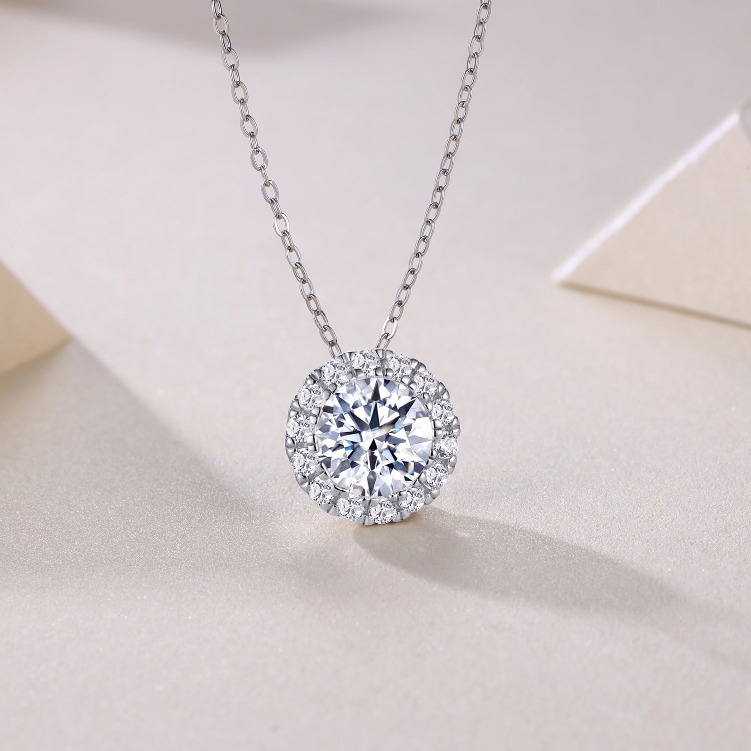Celestial Halo Moissanite Pendant Necklace | 2-Carat S925 Sterling Silver