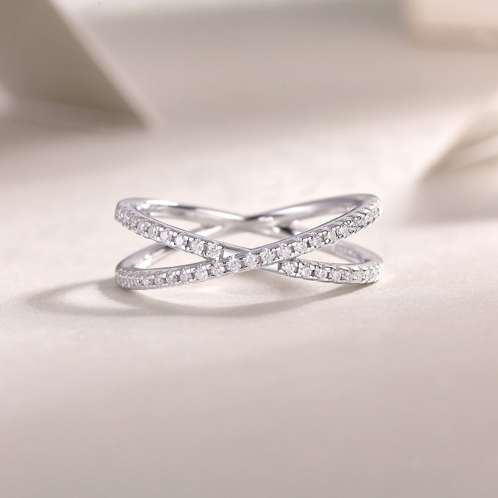 The Deco Double Band | Moissanite, Sterling Silver