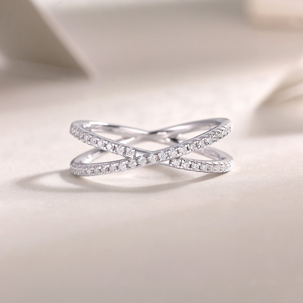 The Deco Double Band | Moissanite, Sterling Silver