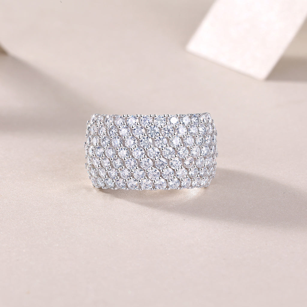 Luxury Ring Wide Diamond Moissanite Row