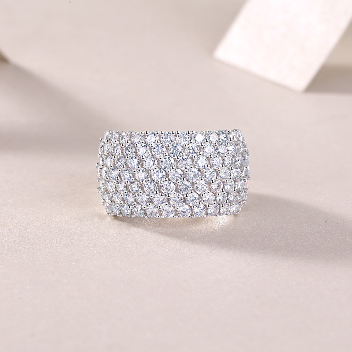 Luxury Ring Wide Diamond Moissanite Row