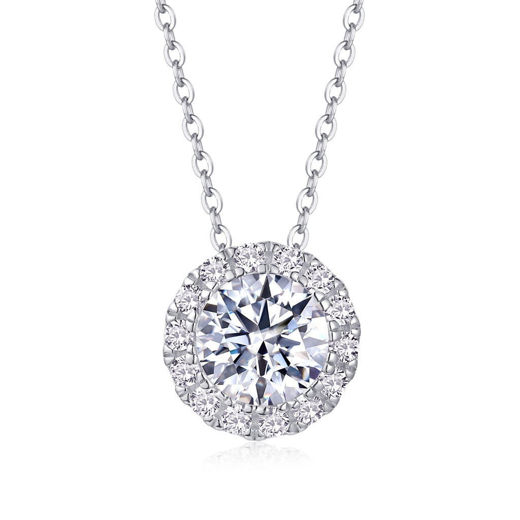 Celestial Halo Moissanite Pendant Necklace | 2-Carat S925 Sterling Silver