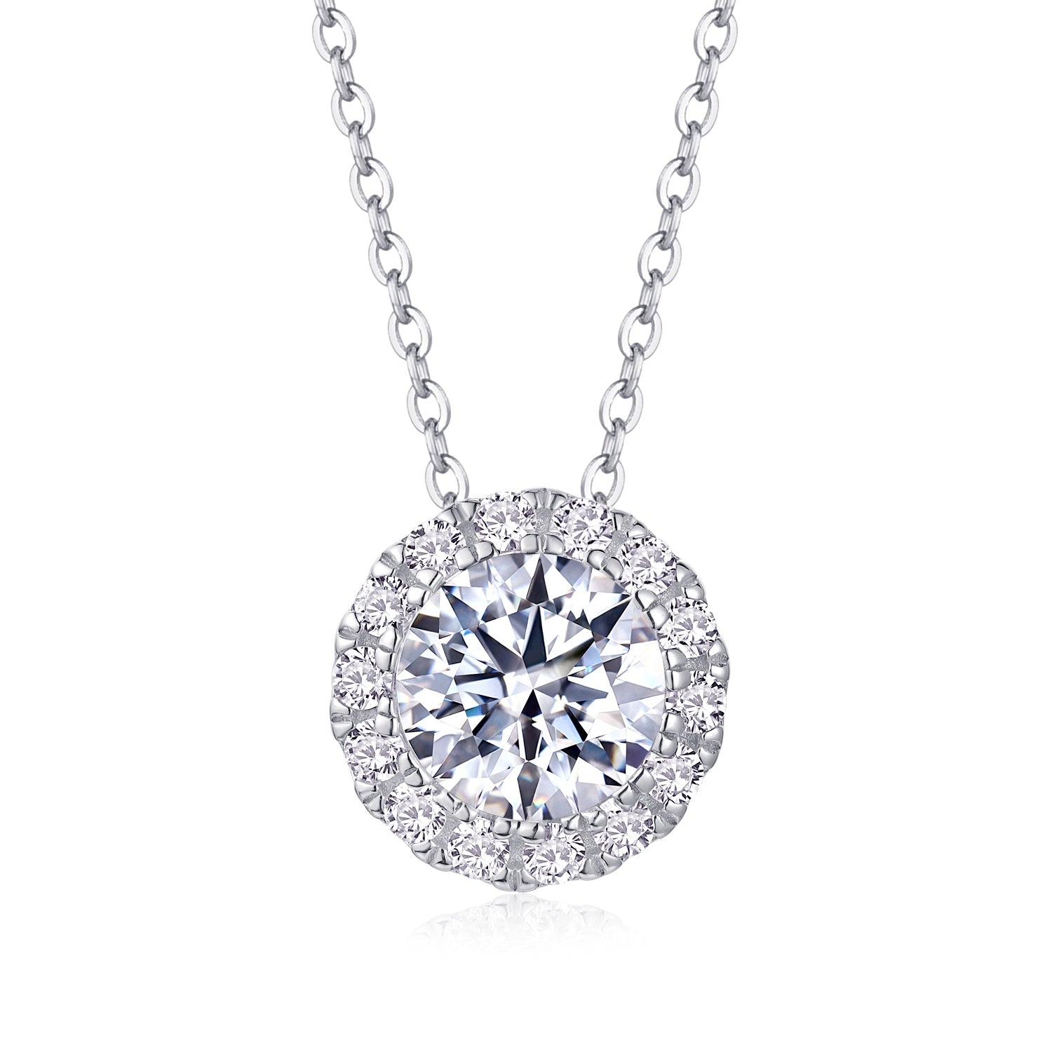 Celestial Halo Moissanite Pendant Necklace | 2-Carat S925 Sterling Silver