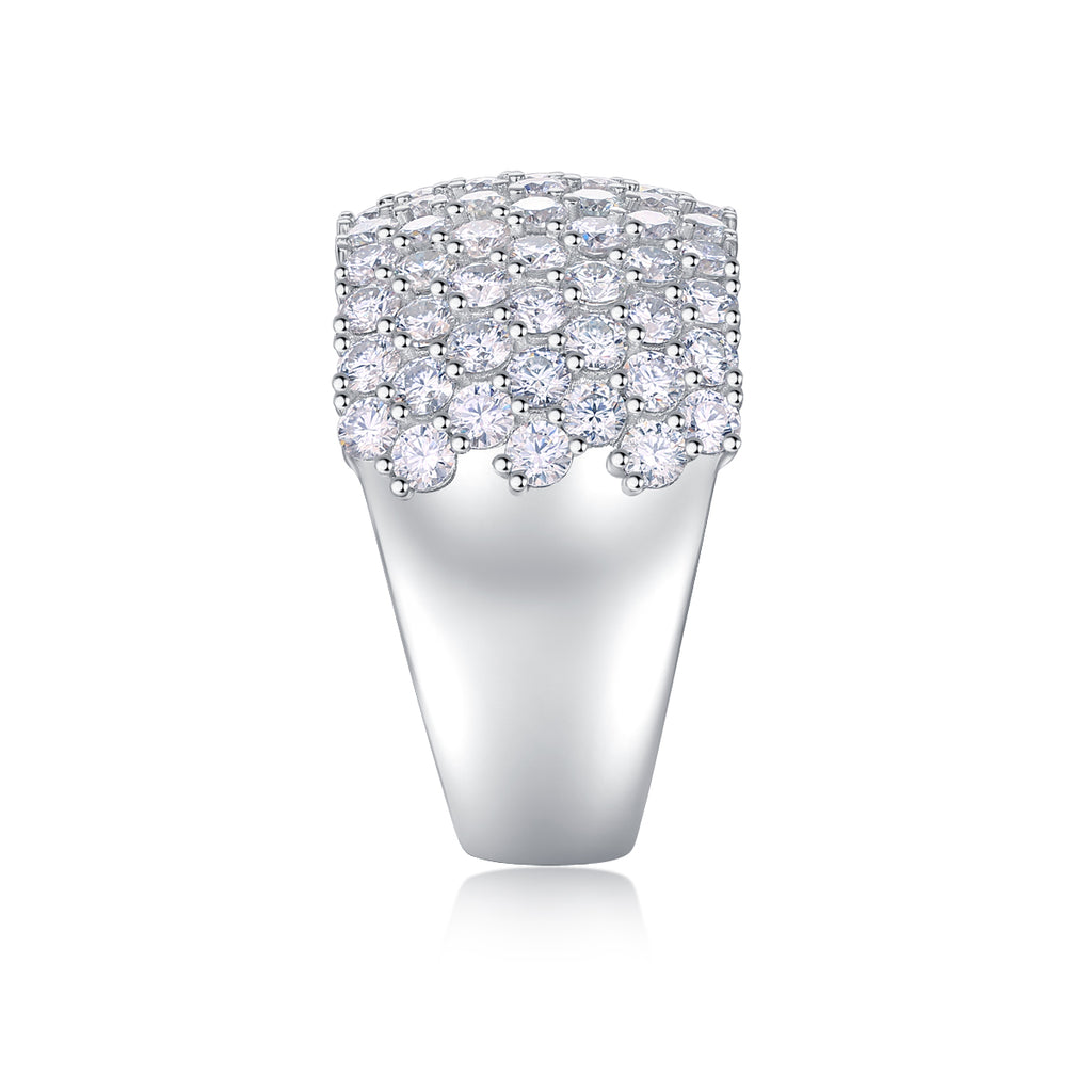 Luxury Ring Wide Diamond Moissanite Row