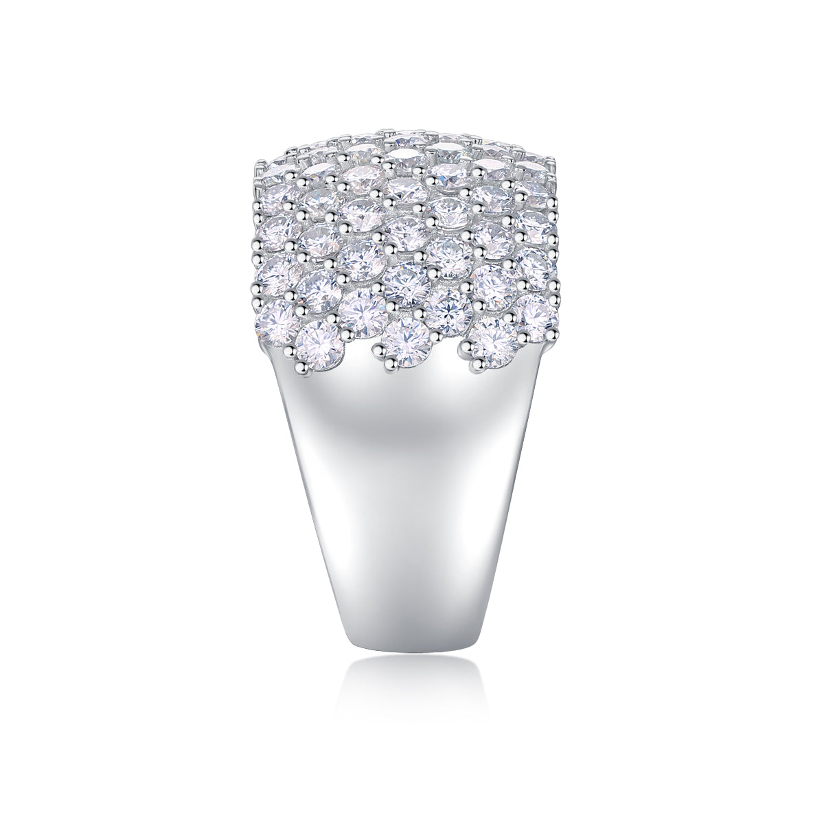 Luxury Ring Wide Diamond Moissanite Row