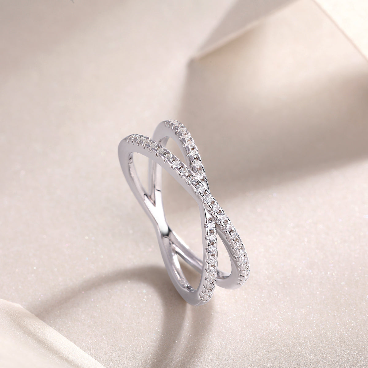 The Deco Double Band | Moissanite, Sterling Silver