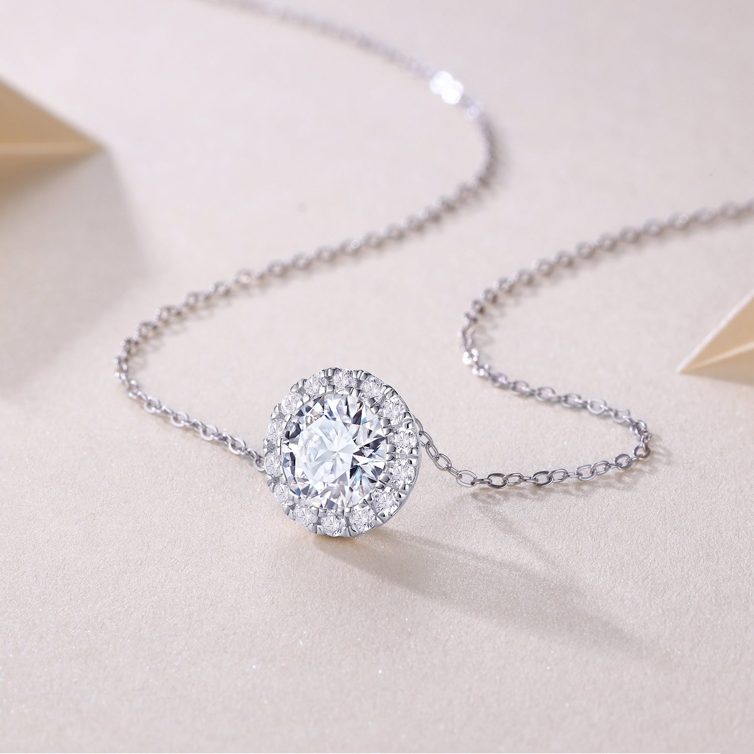 Celestial Halo Moissanite Pendant Necklace | 2-Carat S925 Sterling Silver