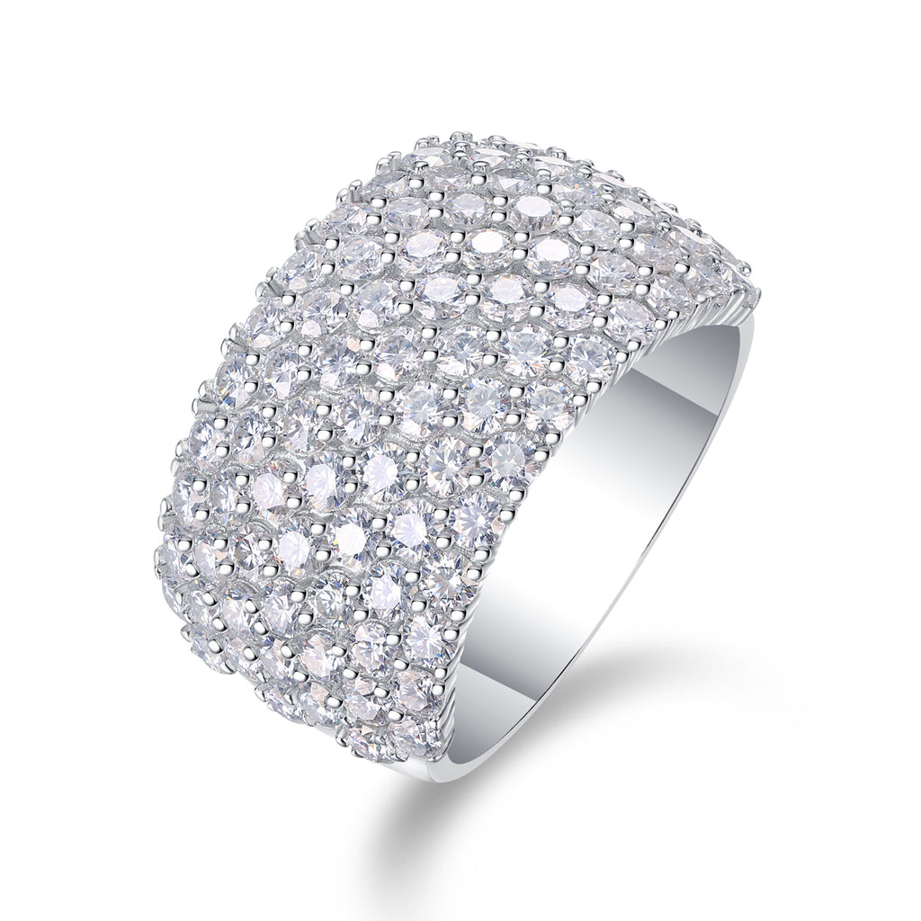Luxury Ring Wide Diamond Moissanite Row