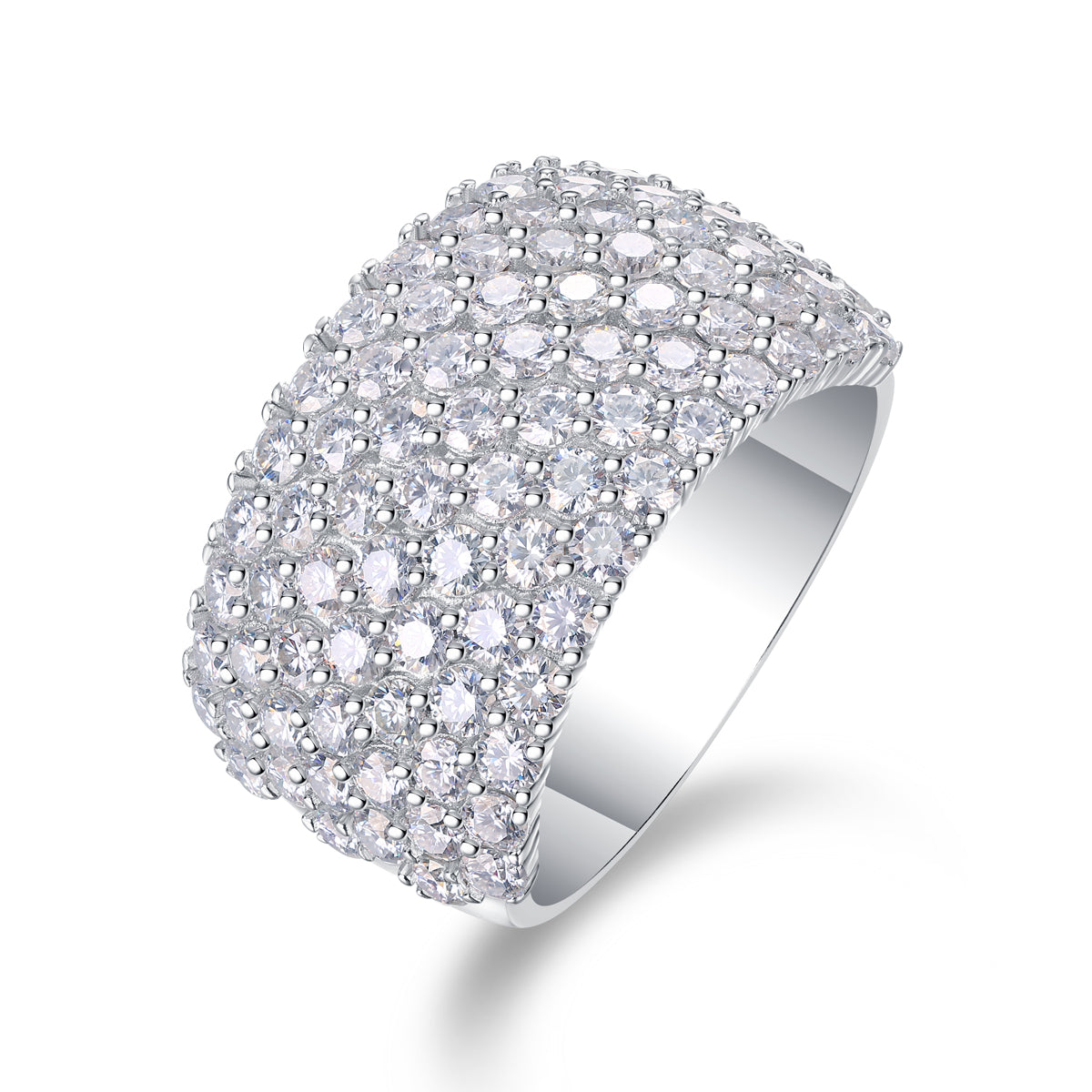Luxury Ring Wide Diamond Moissanite Row