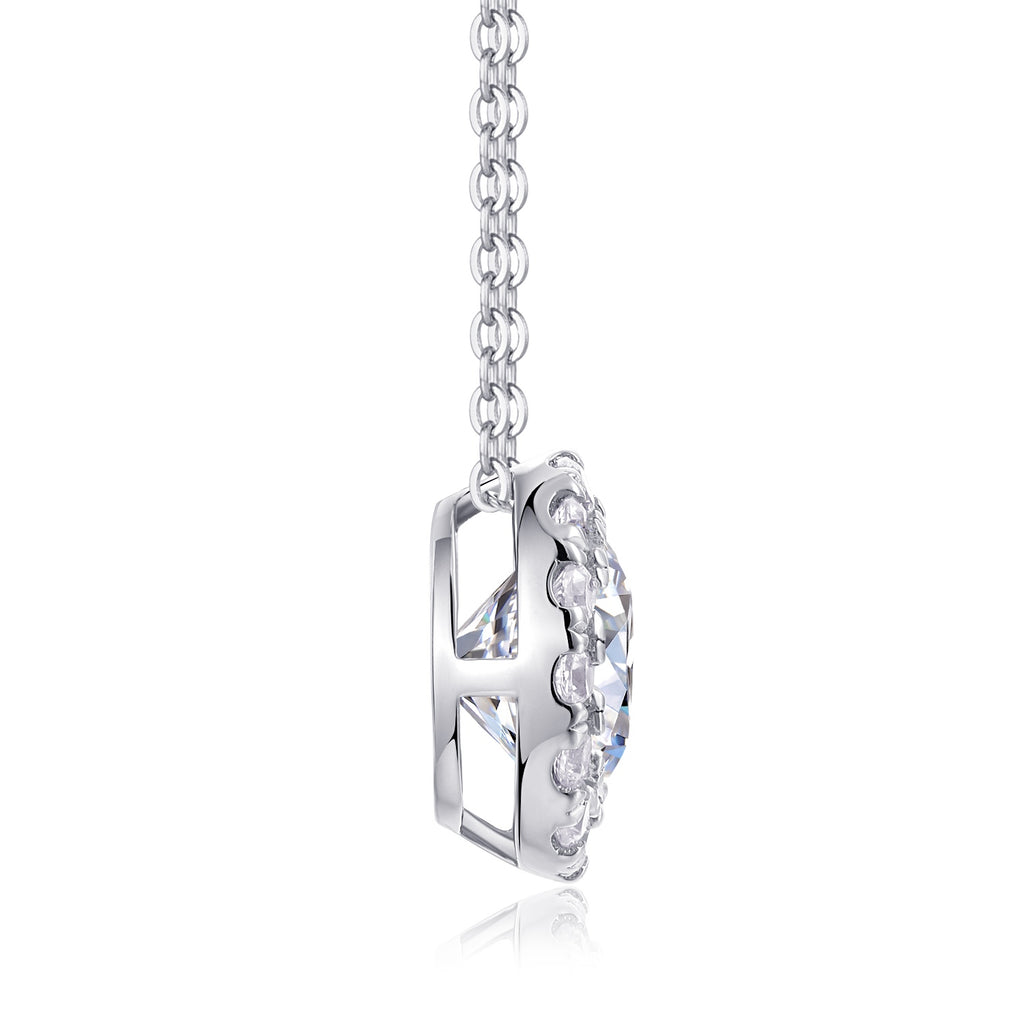 Celestial Halo Moissanite Pendant Necklace | 2-Carat S925 Sterling Silver