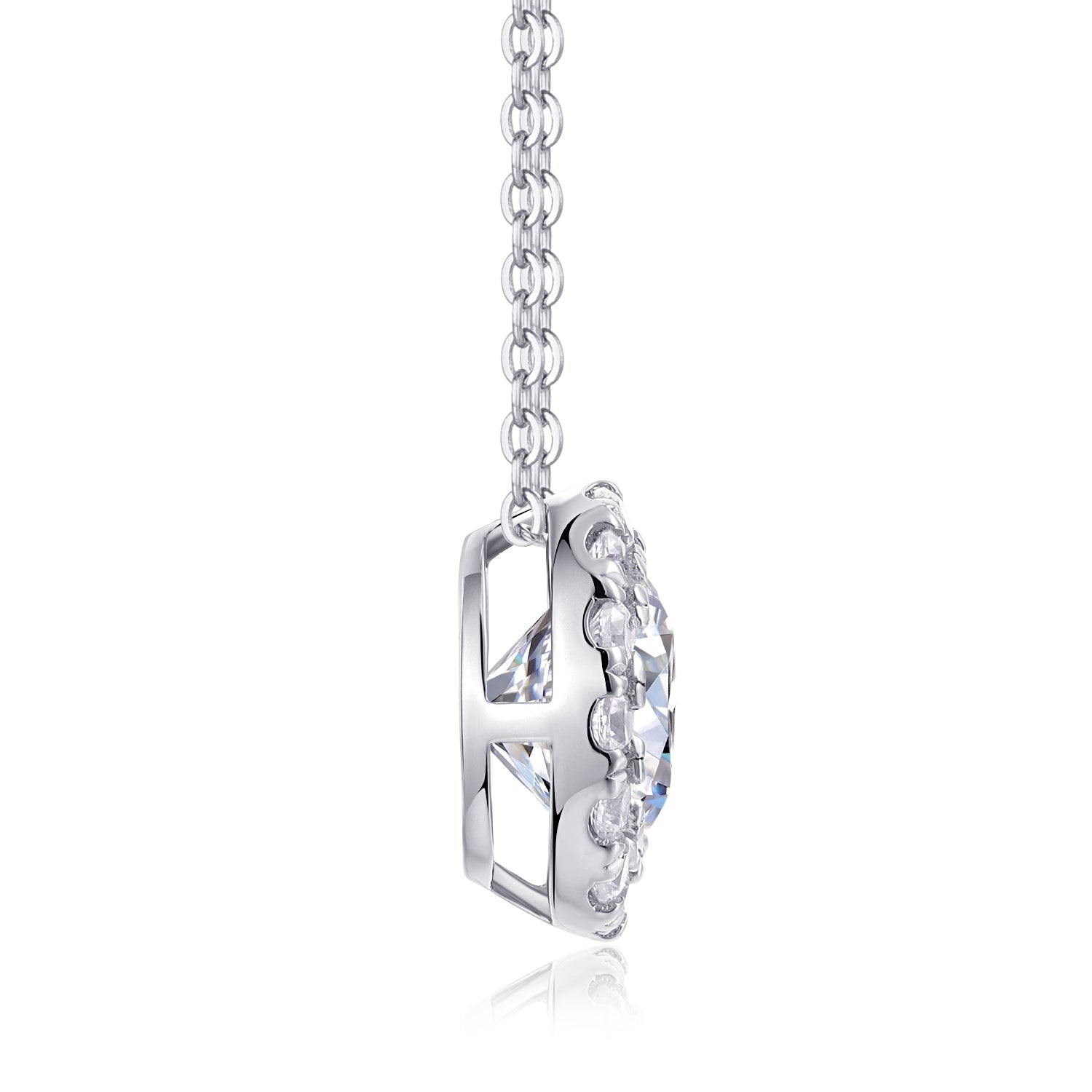 Celestial Halo Moissanite Pendant Necklace | 2-Carat S925 Sterling Silver