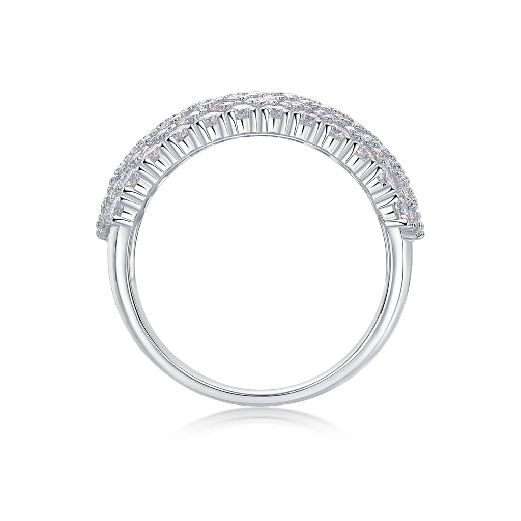 Luxury Ring Wide Diamond Moissanite Row