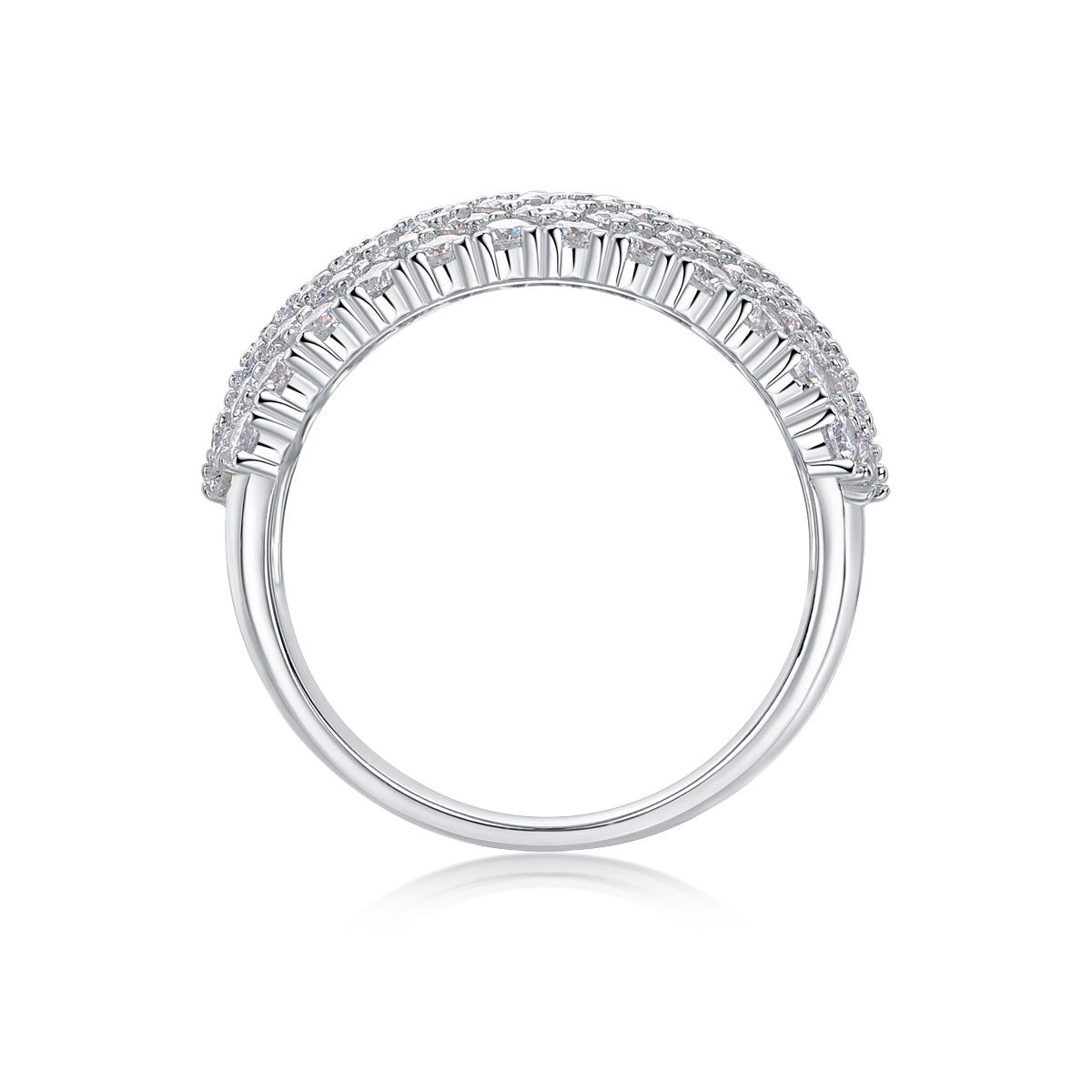 Luxury Ring Wide Diamond Moissanite Row