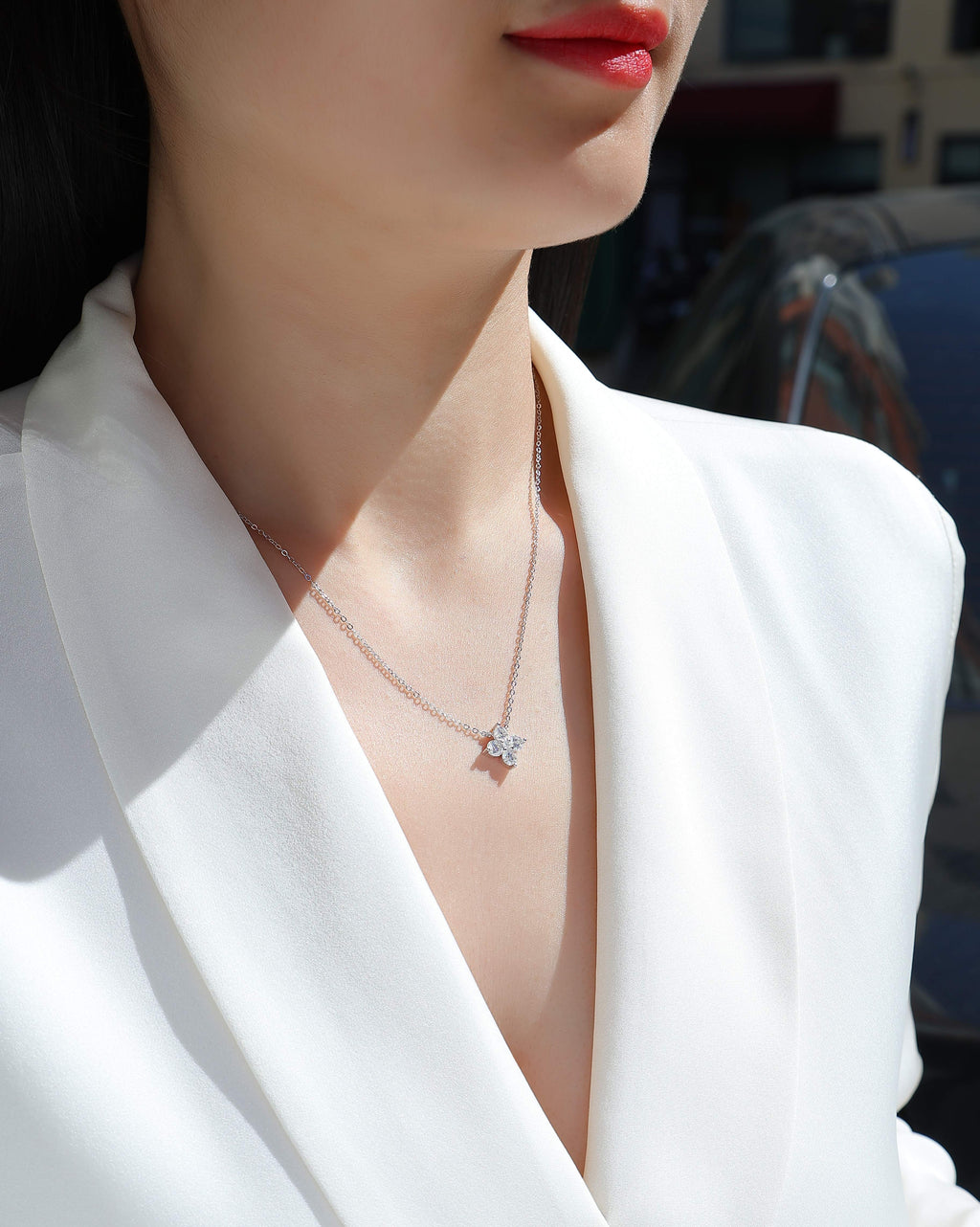 Four leaf Clover - Moissanite Pendant Necklace | Round Brilliant Cut S925 Sterling Silver